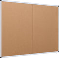 Cork Bulletin Board 48 x 36 in - Foldable Silver Frame