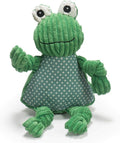 HuggleHounds Knottie Plush Dog Toy - Durable Squeaky Fergie Frog