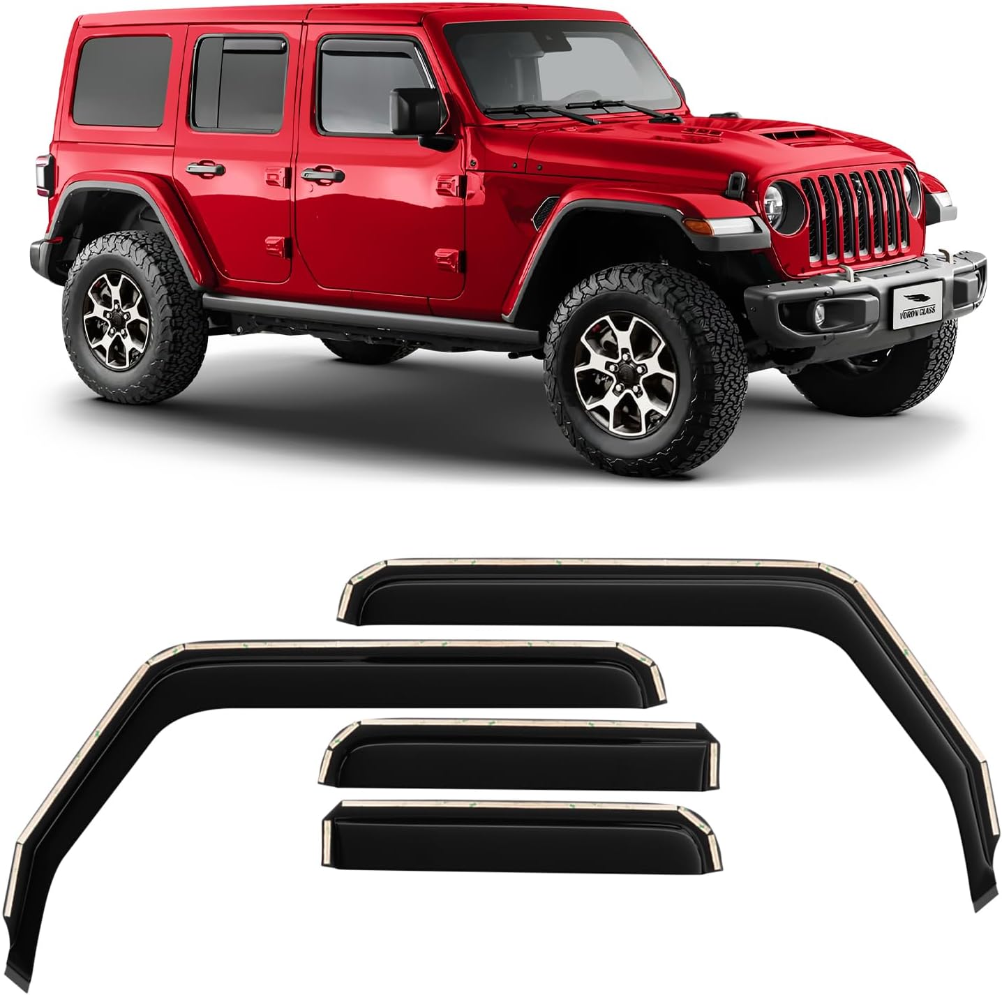 Voron Glass in-Channel Rain Guards for Jeep Wrangler JL & Gladiator