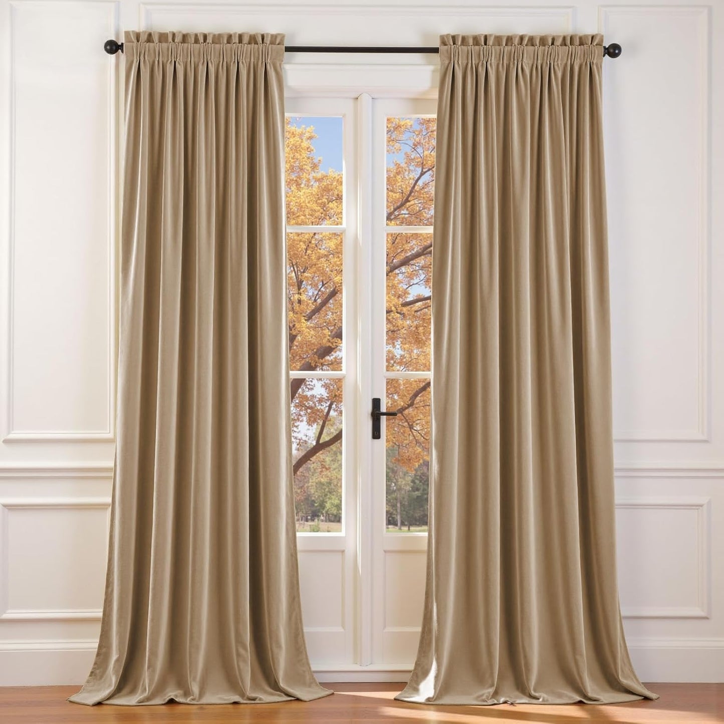 Lazzzy Cream Velvet Curtains for Luxurious Room Darkening