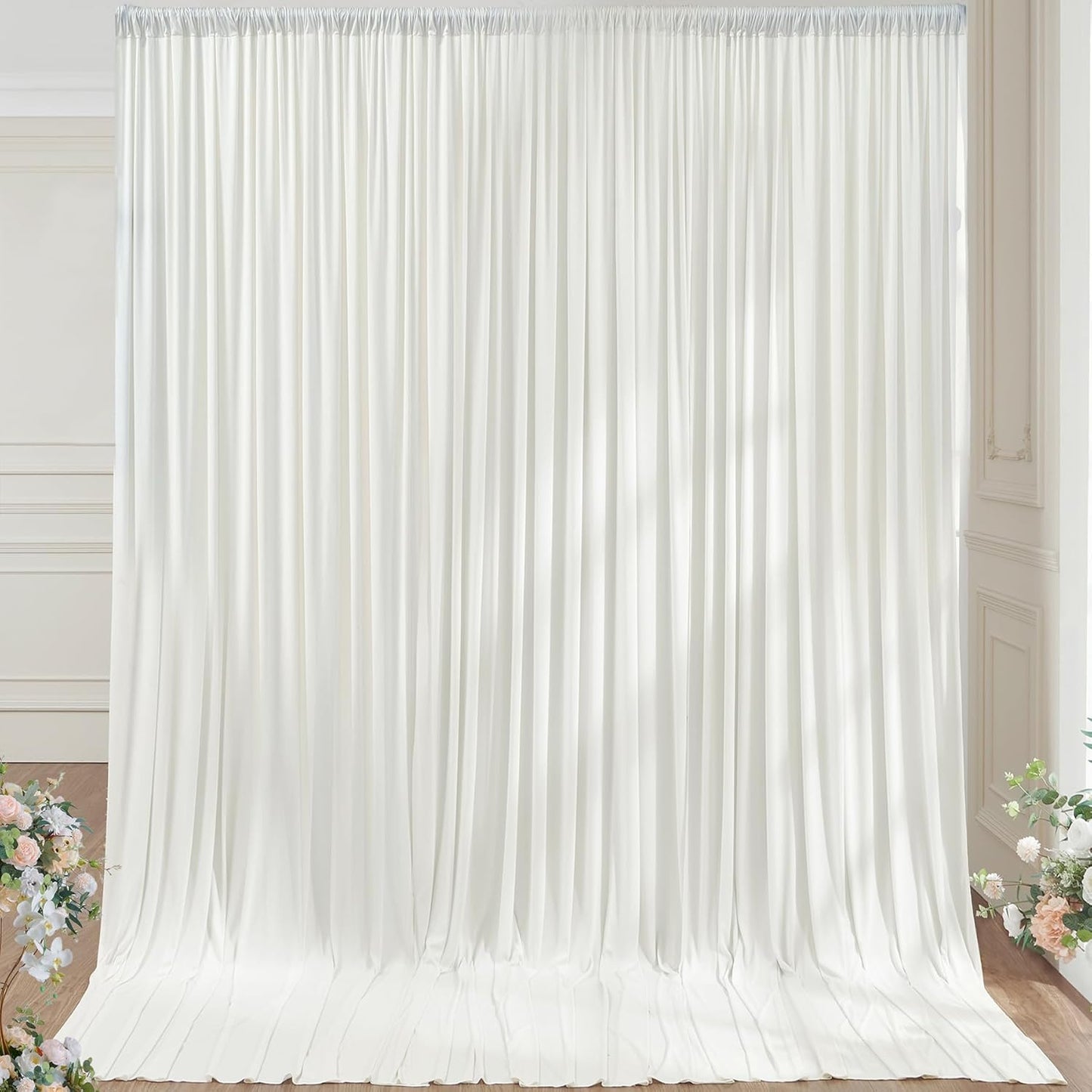 Wrinkle Free Ivory Backdrop Curtain for Elegant Weddings and Parties