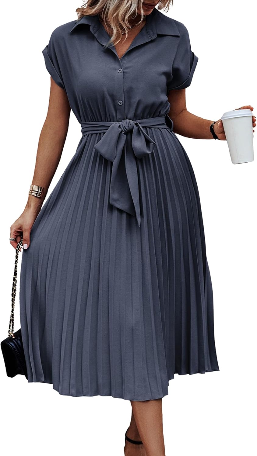 ECOWISH Womens Casual Midi Dresses for Spring Summer 2025