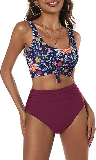 ZAFUL Women's High Waisted Bikini Scoop Neck Swimsuit Review