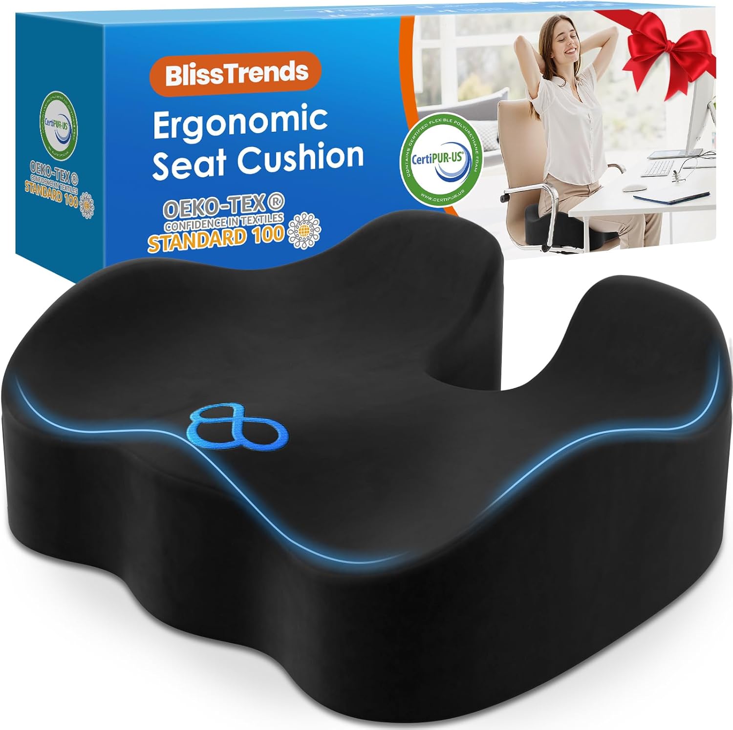BlissTrends Seat Cushion for Office Chair and Car Seat Comfort
