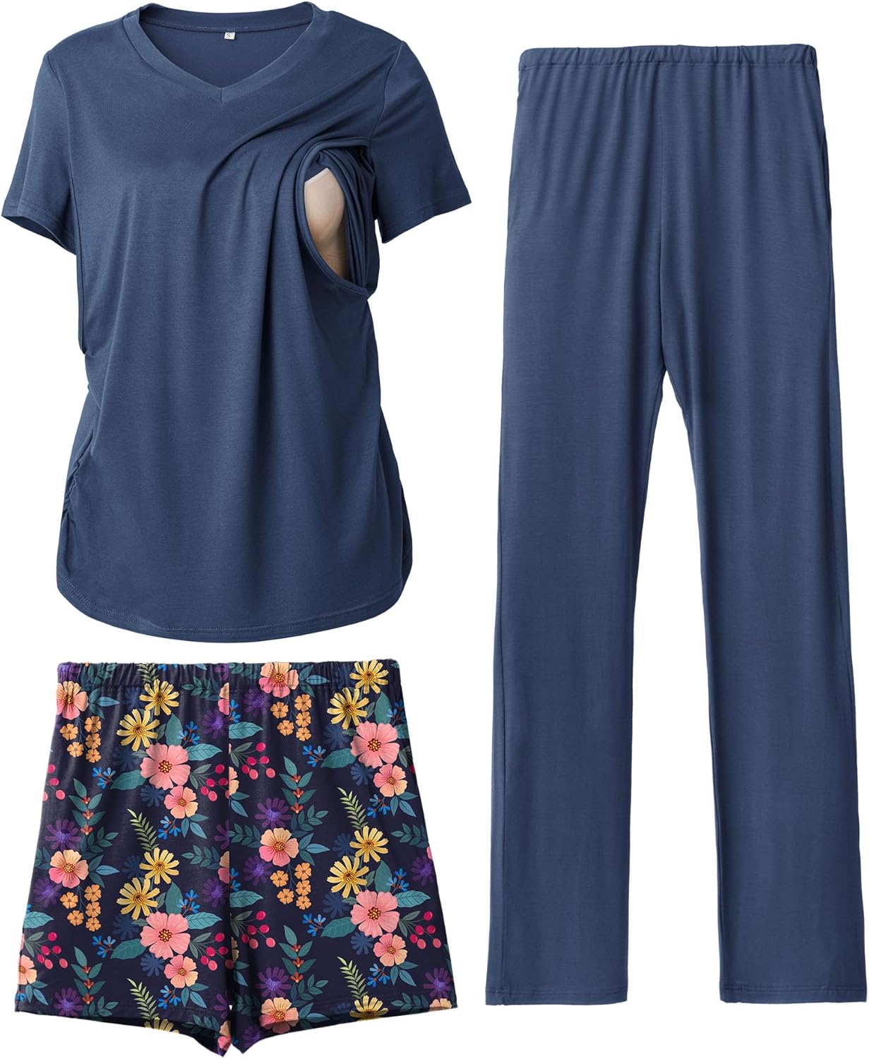 Rnxrbb 3 Piece Women's Maternity Nursing Pajamas Set for Comfort