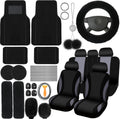 Car Seat Cover Full Set 47 Pcs Black - Plush Interior Upgrade