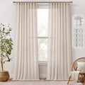 Natural Linen Curtains 105 in Long 2 Panels - Semi Sheer Privacy