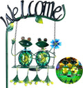 Outdoor Garden Solar Frog Swing Welcome Stake - Playful Solar Path