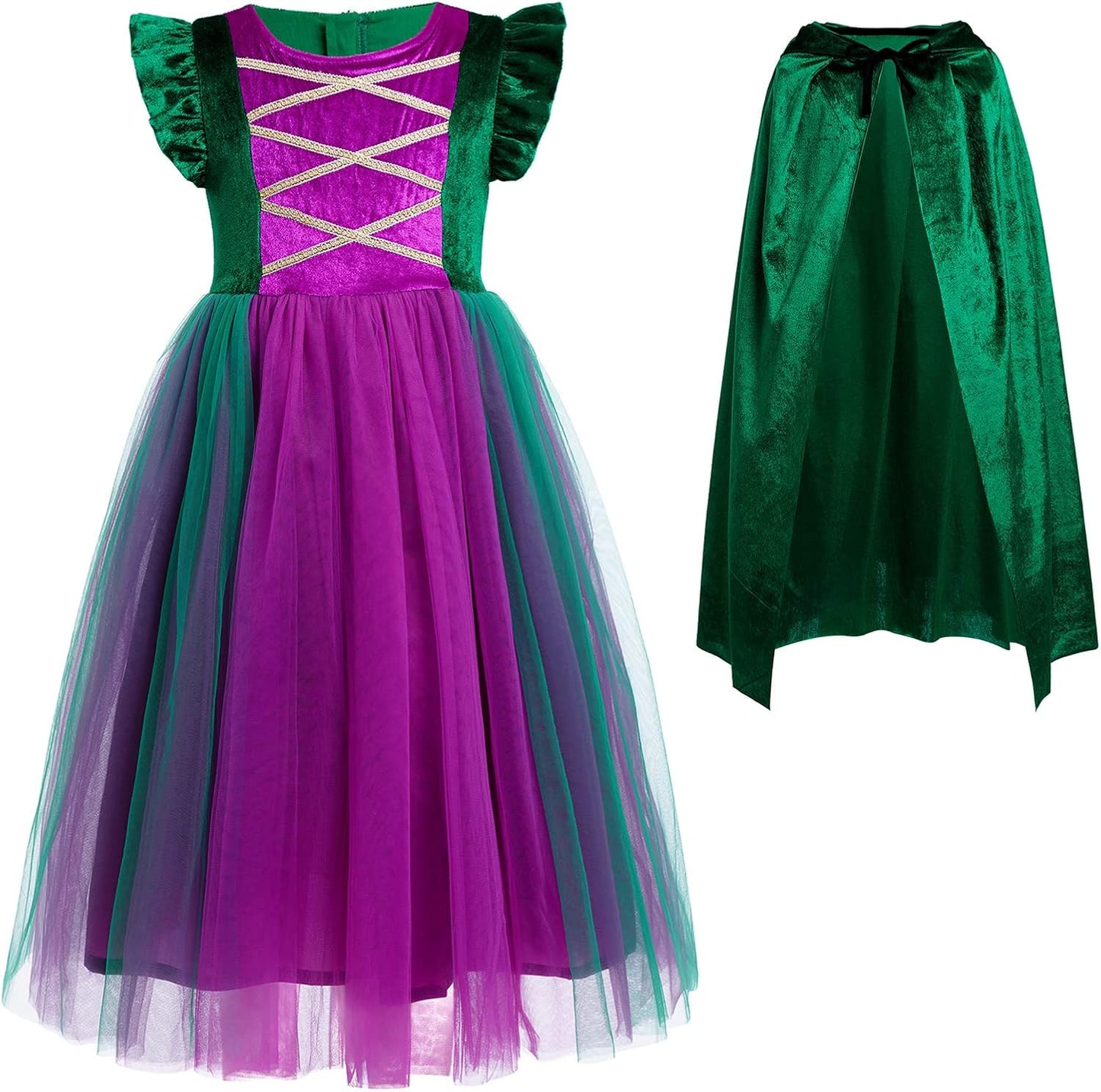 OBEEII Halloween Costume for Girls with Velvet Tulle Tutu Dress