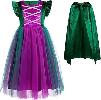 OBEEII Halloween Costume for Girls Kids Witch Dress with Cape
