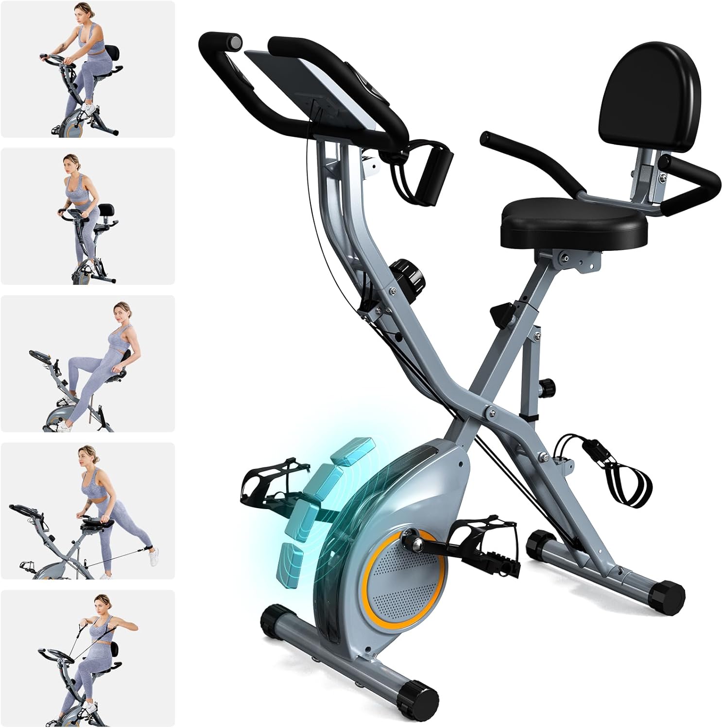 Foldable Exercise Bike with 16-Level Magnetic Resistance for Home