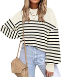 ETCYY Womens Striped Oversized Knit Sweater Pullover - Soft, Warm Fit