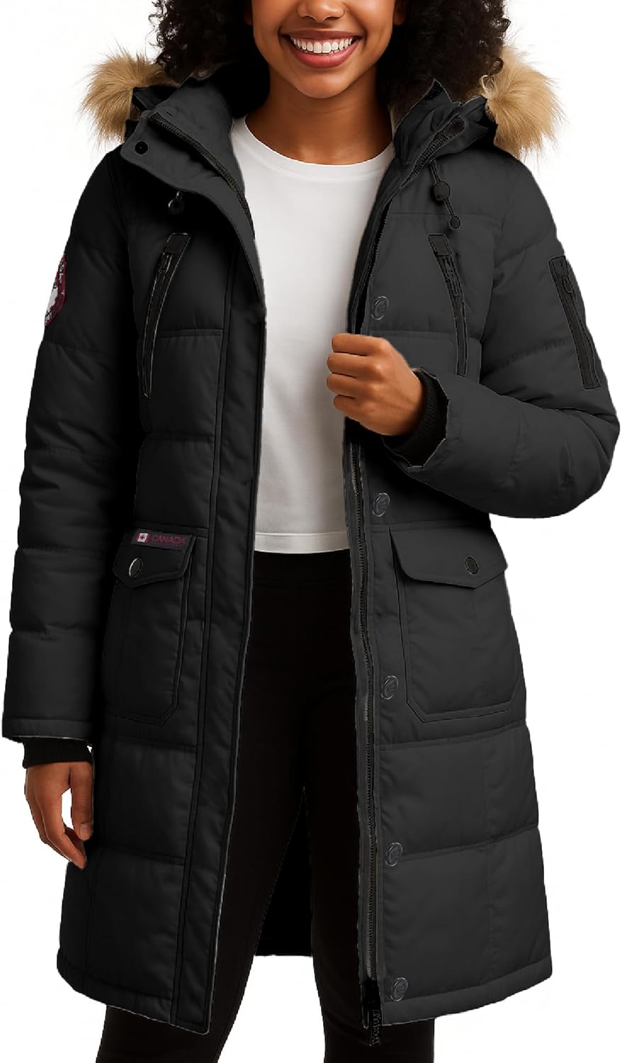 Womens Long Puffer Coat - Heavyweight Wind Water Resistant Parka