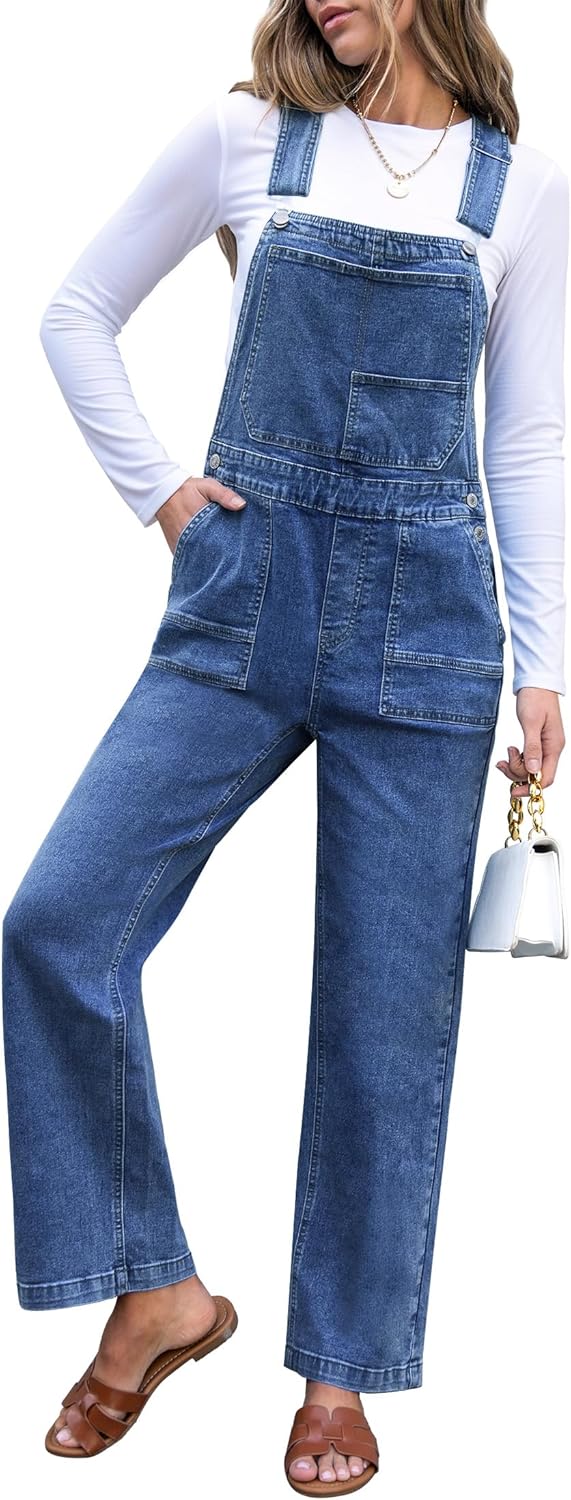 Luvamia Jean Overalls for Women - Casual Stretchy Denim Jumpsuit