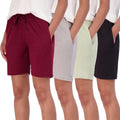 Women's 7 in Bermuda Long Casual Yoga Shorts 4 Pack - Soft, Pockets