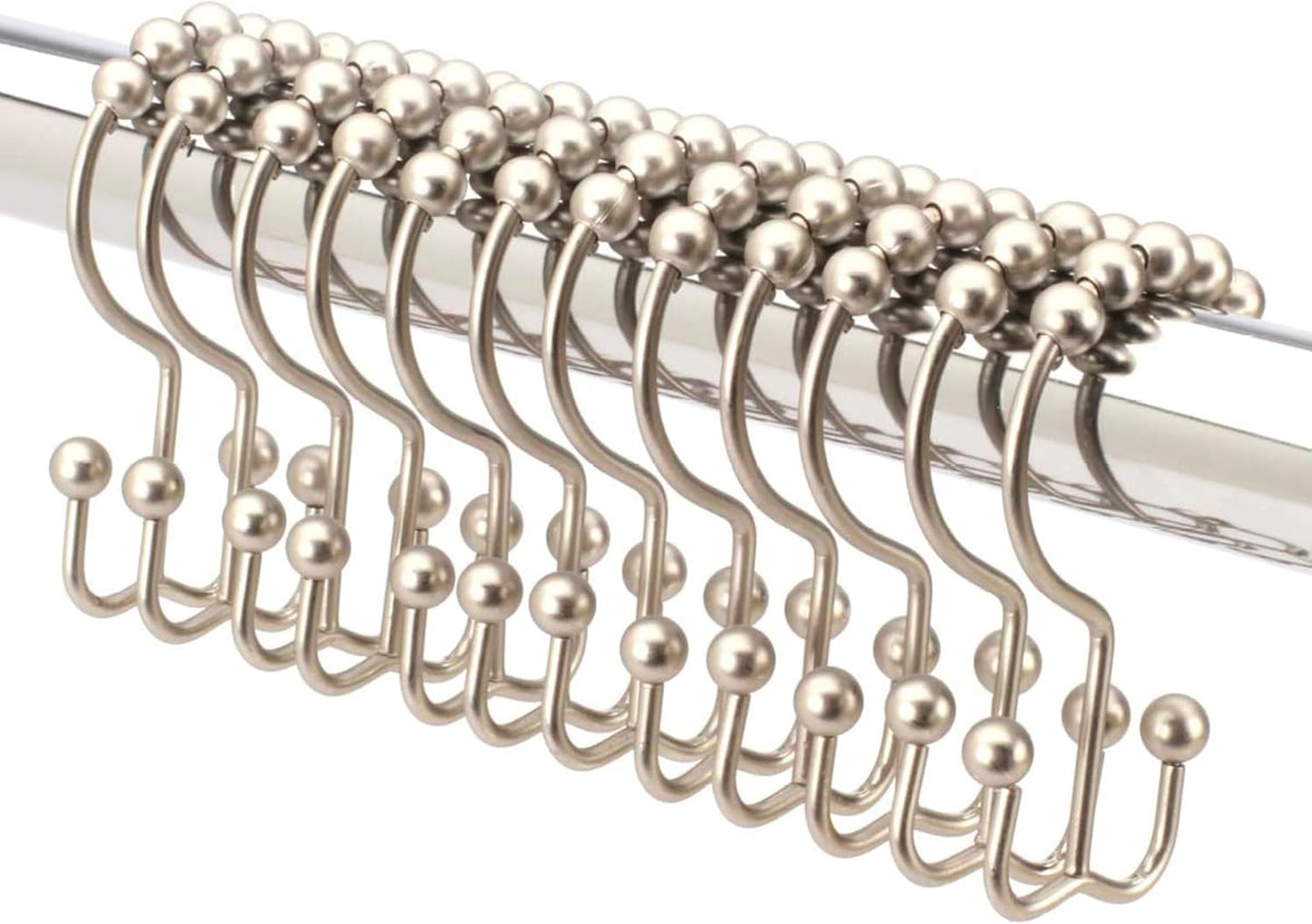 Rust-Proof Brushed Nickel Shower Hooks Set