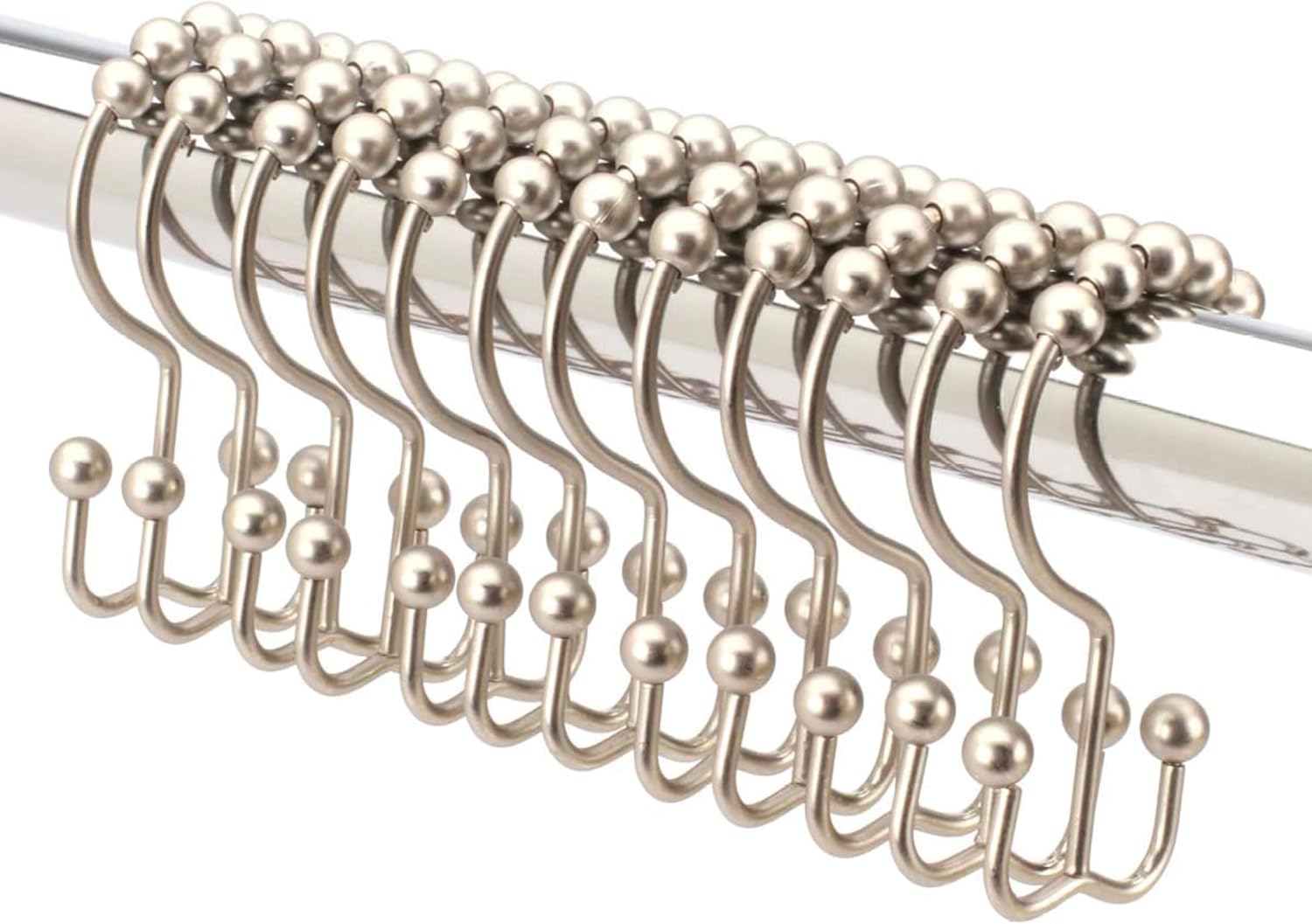 Rust-Proof Brushed Nickel Shower Hooks Set