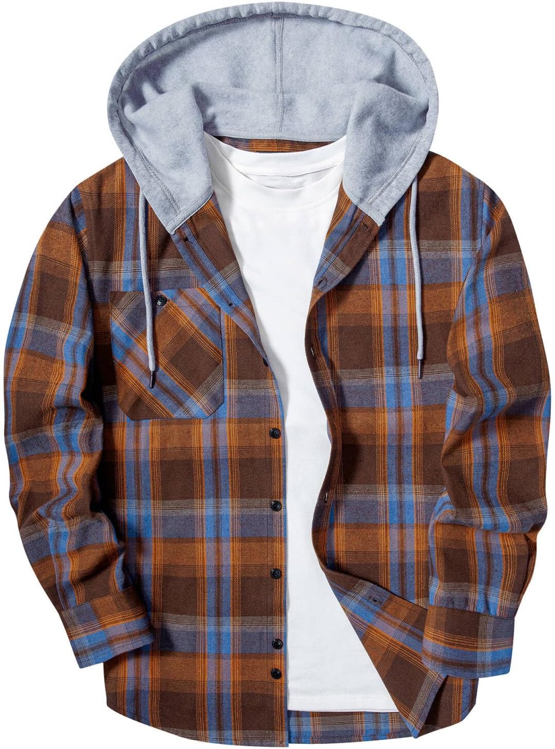 ZITY Men's Flannel Hoodie Shirt for Casual Stylish Wear