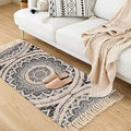 Seavish Tufted Cotton Rug 2x4.4 Black Mandala Runner - Boho Accent