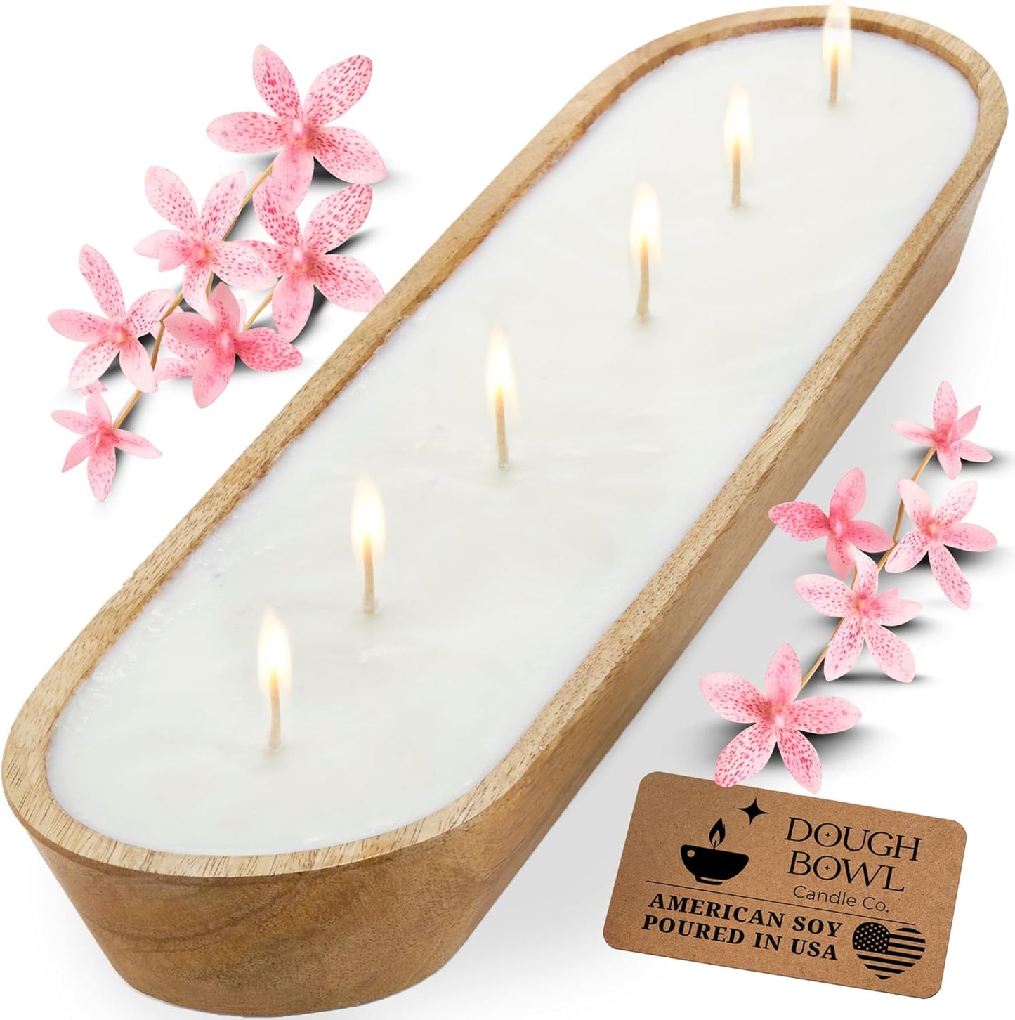 Sea Salt and Orchid Soy Candle - Rustic 6 Wick Dough Bowl