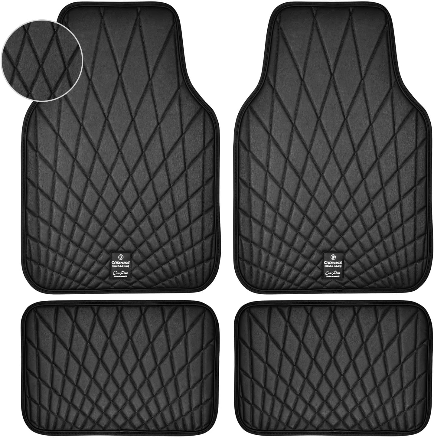 CAR PASS Faux Leather Floor Mats - Luxury Waterproof All Weather