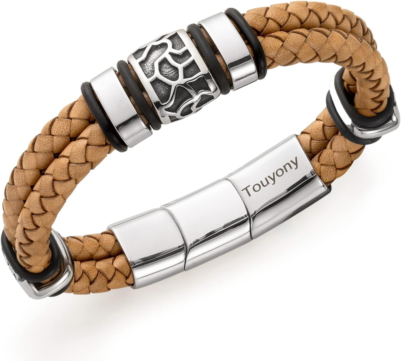 Premium Braided Leather Bracelet for Men - Stylish Stainless Steel Jewelry