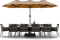 Shintenchi 16FT Large Patio Umbrella - Double-Sided Khaki Shade