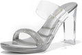 DREAM PAIRS Clear Two Strap Chunky Block Heel Sandals - Comfortable