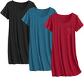Cotton Nightgowns for Women 3 Pack - Soft Short Sleeve Sleepshirts