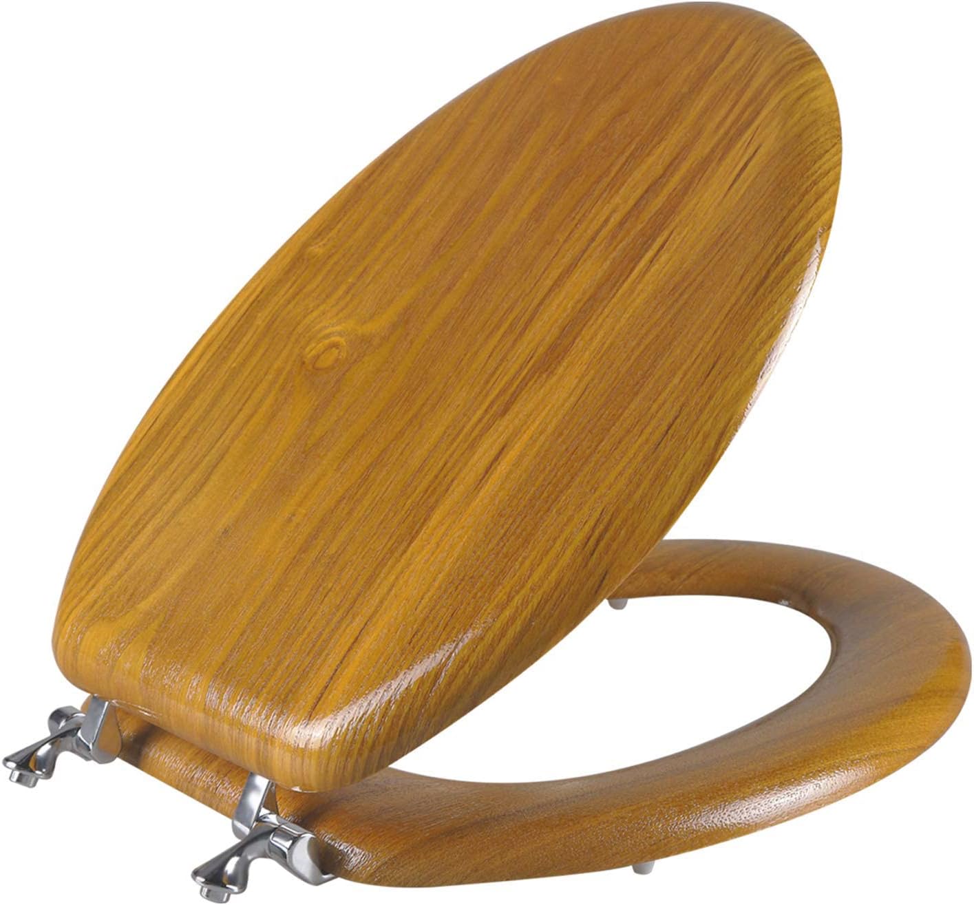 Angel Shield Durable Wood Veneer Toilet Seat for Elongated Bowls