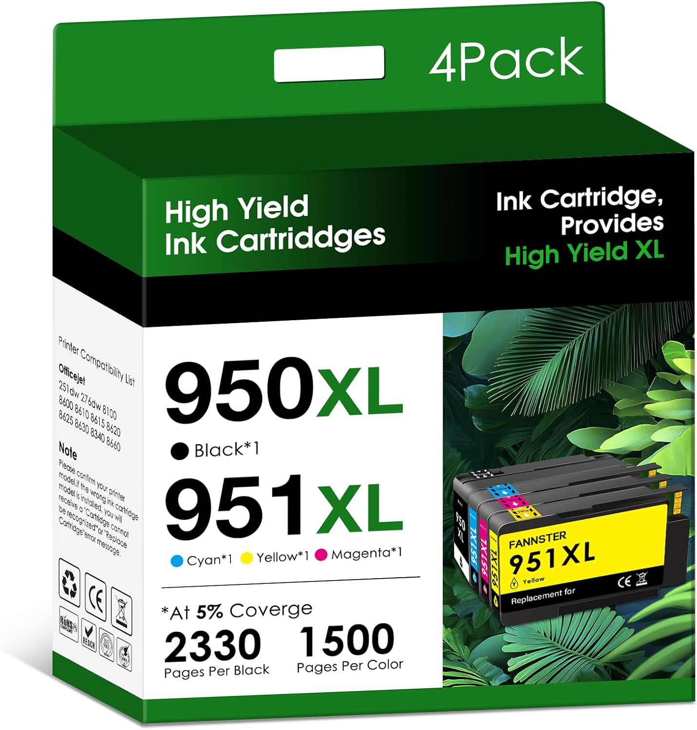 950XL 951XL Ink Cartridges Combo Pack for HP Printers