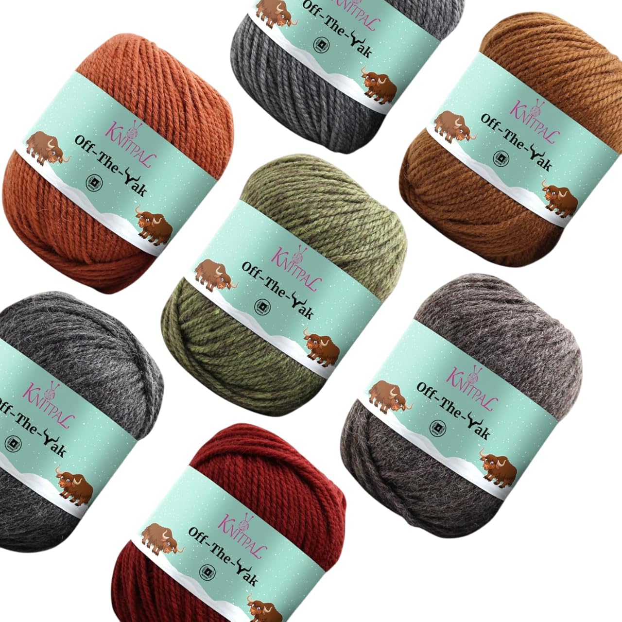 Off-The-Yak Wool Yarn for Crocheting - 7-Pack Warm Colors
