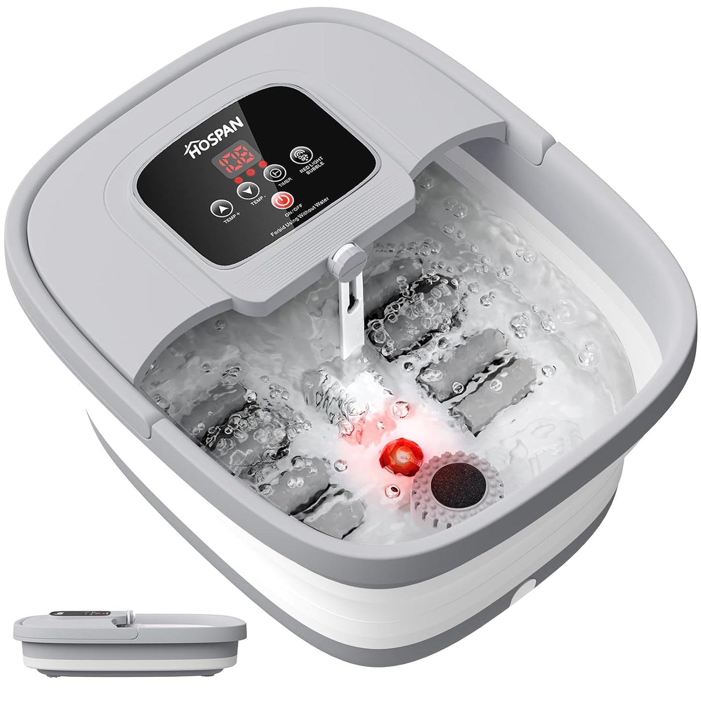 HOSPAN Collapsible Foot Spa with Heat and Shiatsu Massage Rollers