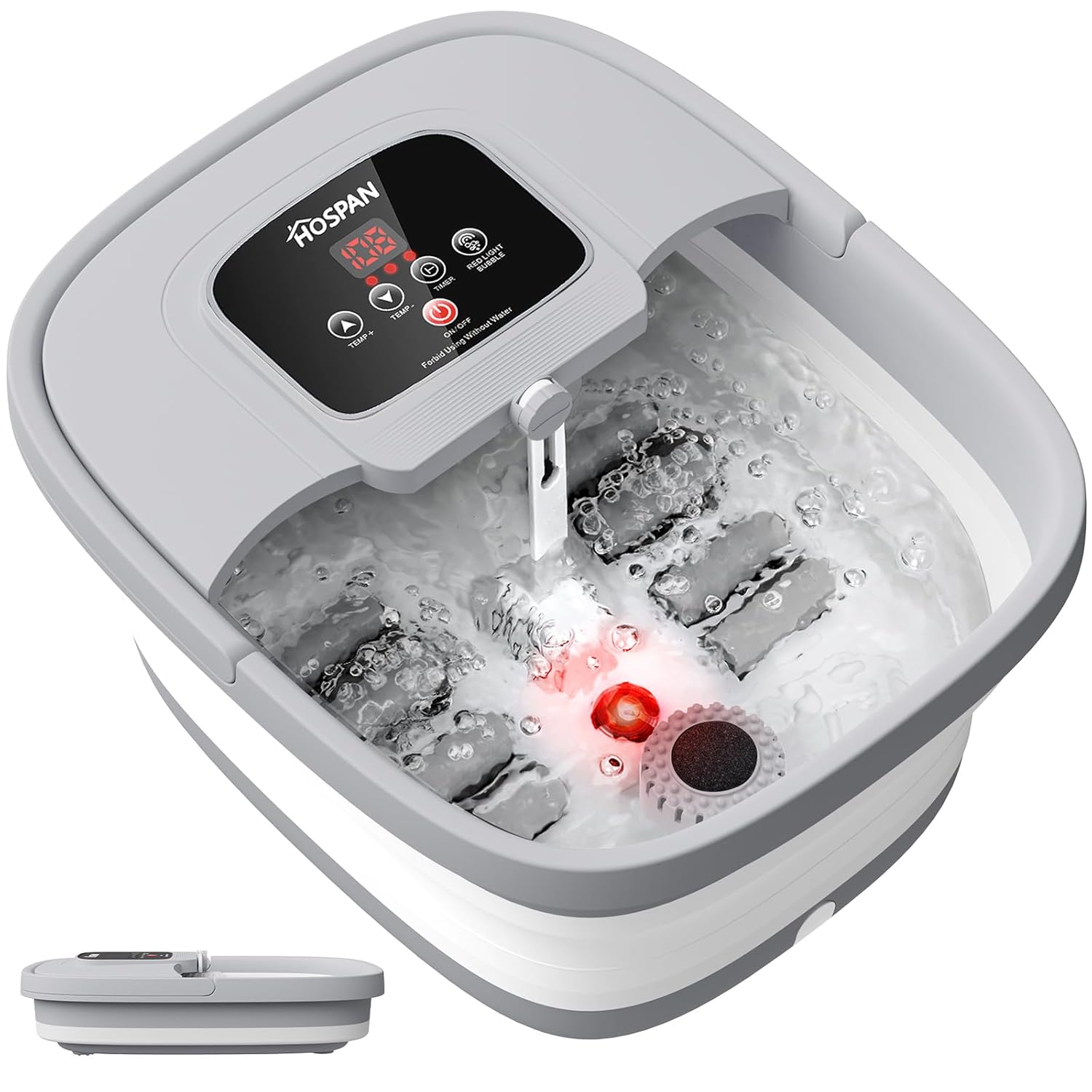 HOSPAN Collapsible Foot Spa with Heat and Shiatsu Massage Rollers