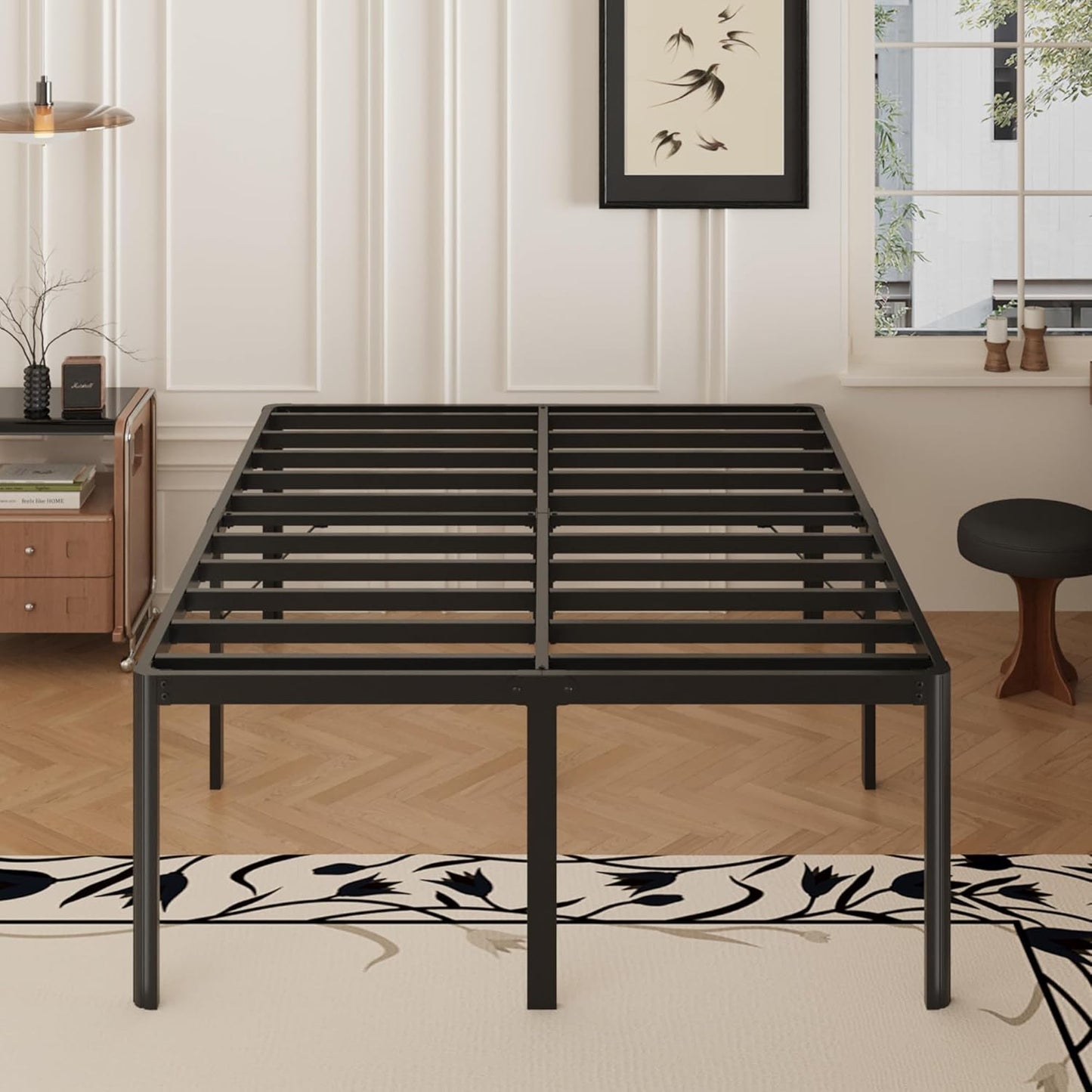 22 Inch High King Bed Frame with Rounded Corner Legs for Comfort