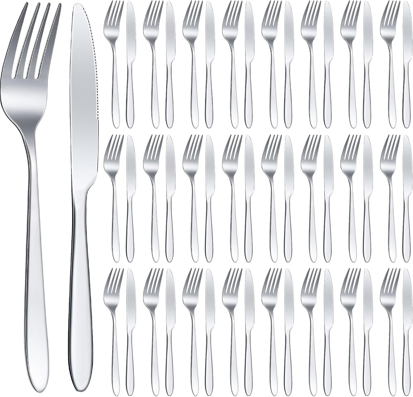 Nuenen 50 Pieces Stainless Steel Forks and Knives Set for Dining