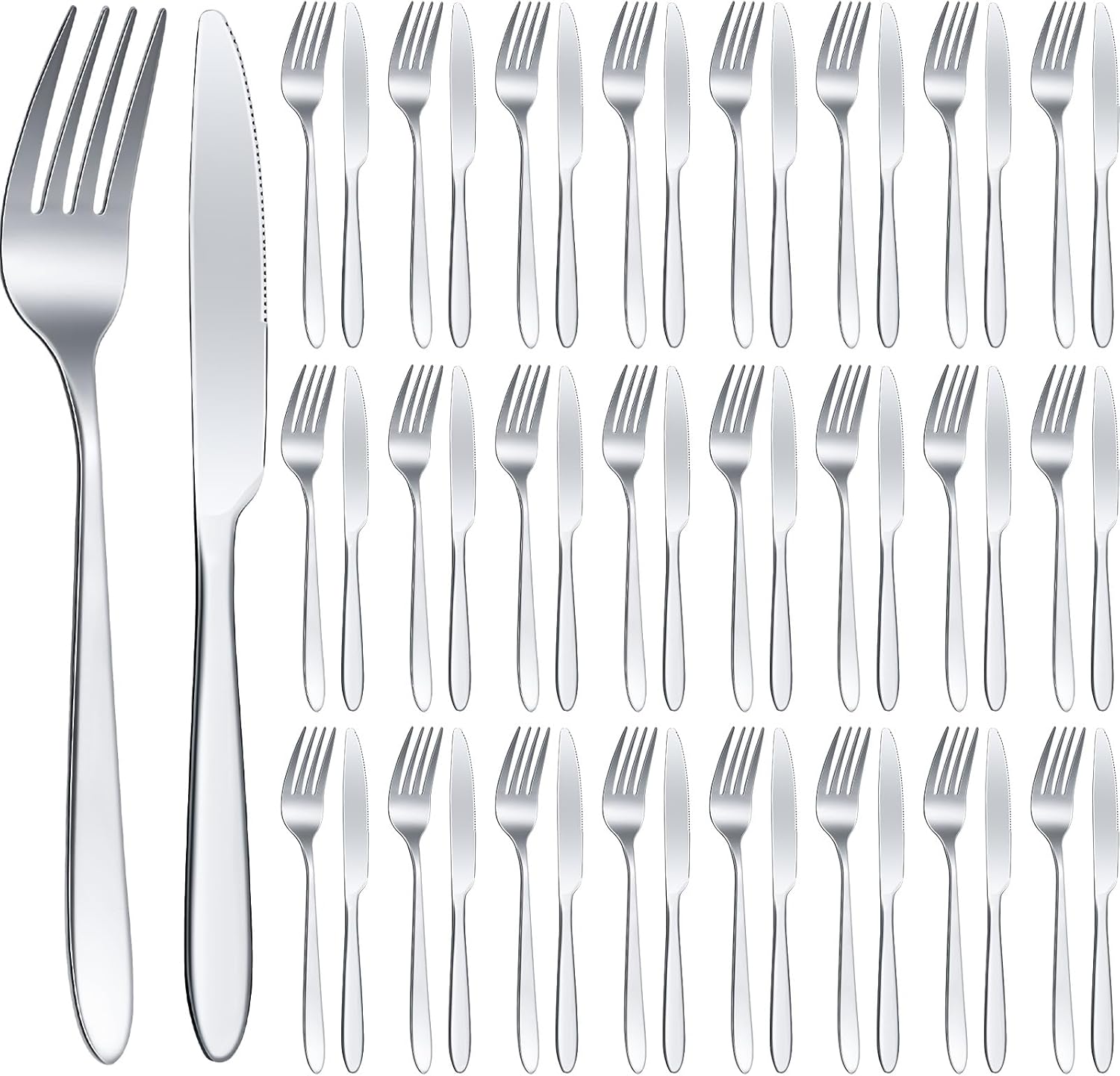 Nuenen 50 Pieces Stainless Steel Forks and Knives Set for Dining