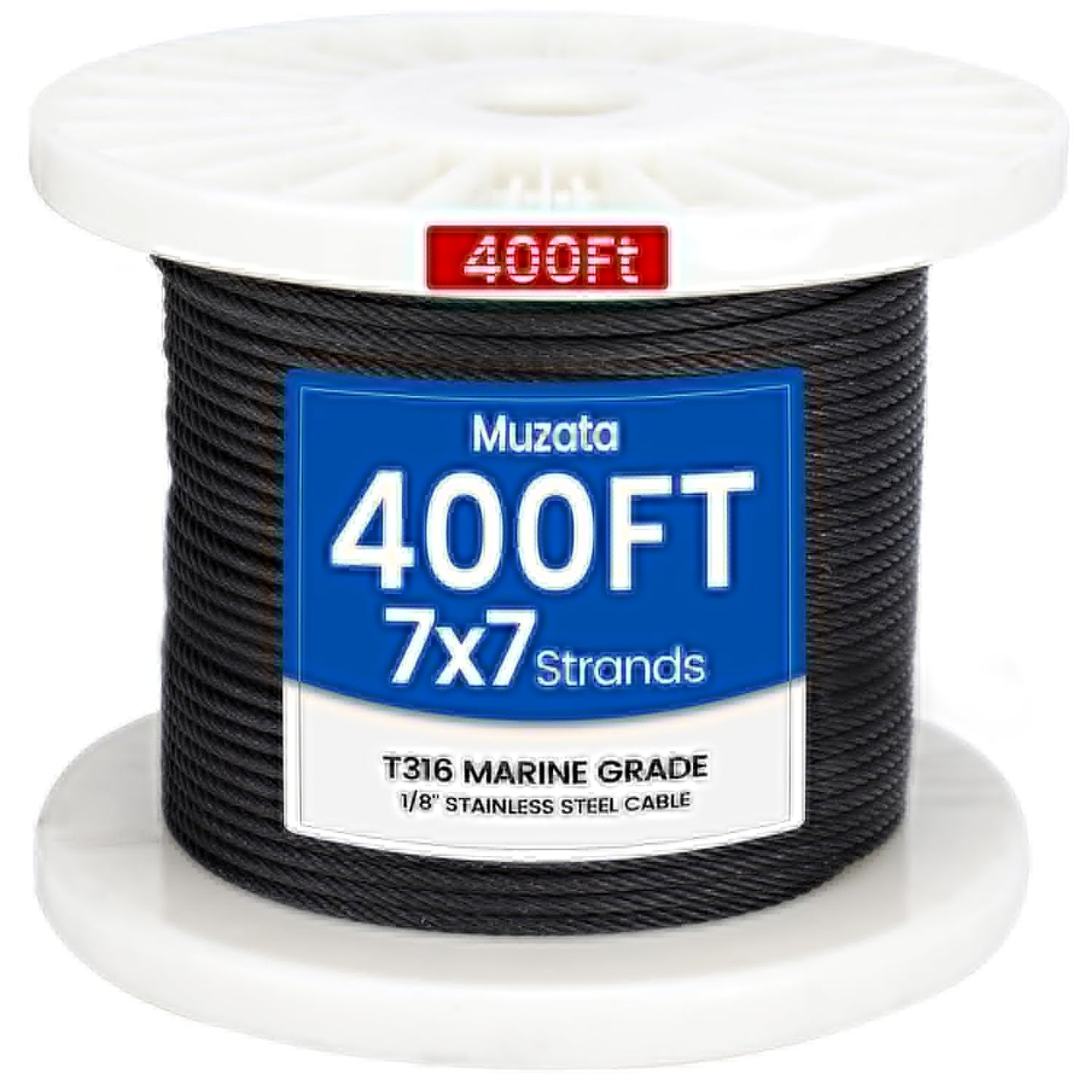 Muzata 400 ft 1/8 Black Stainless Steel Cable Railing System