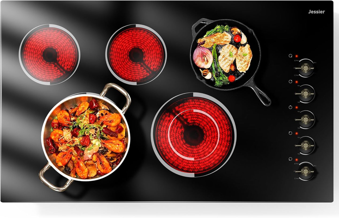 36 Inch Electric Cooktop with 5 Burners for Versatile Cooking