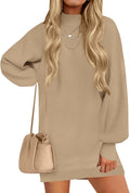 ZESICA Women's Turtleneck Sweater Dress Oversized Lantern Sleeve
