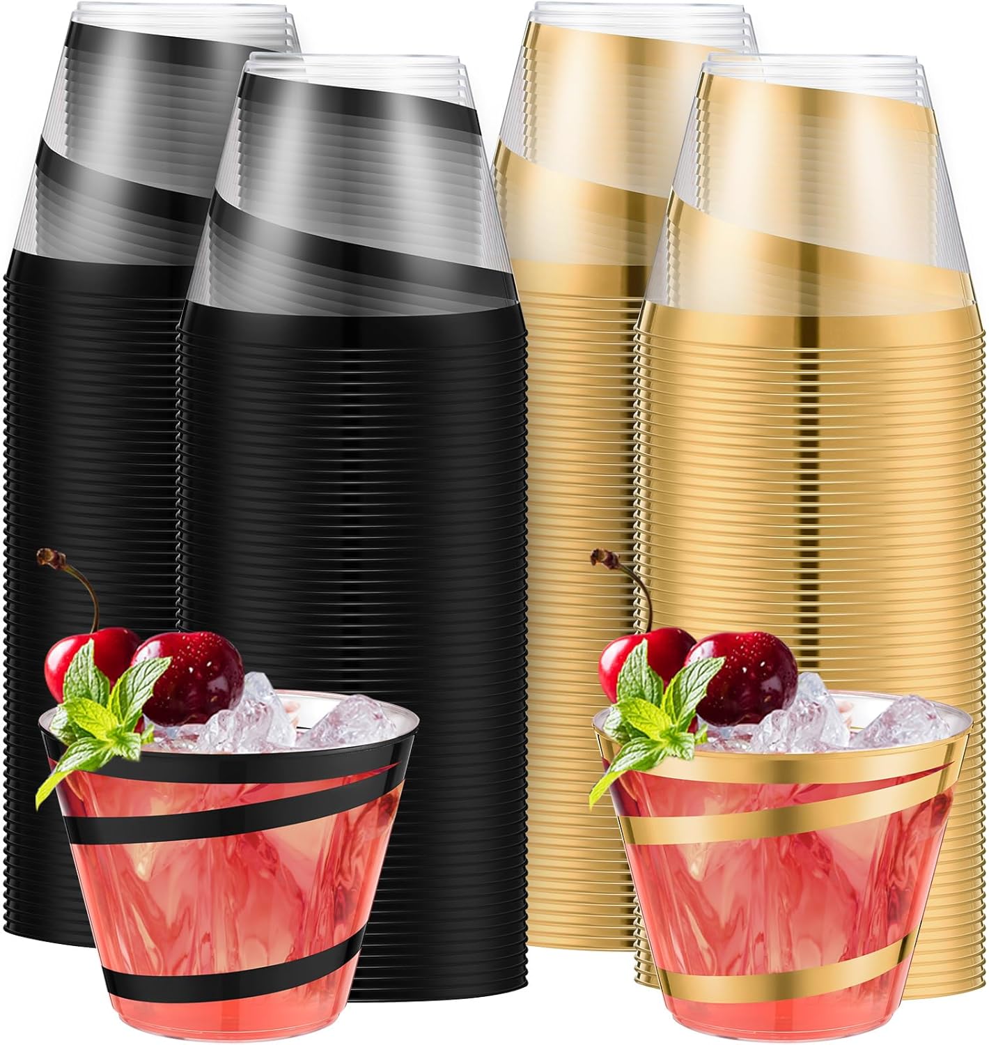 Elegant 9 oz Rimmed Swirl Plastic Cups for Parties and Events