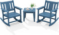 SERWALL 3 Piece Patio Rocking Bistro Set - Classic Wood-Look Comfort