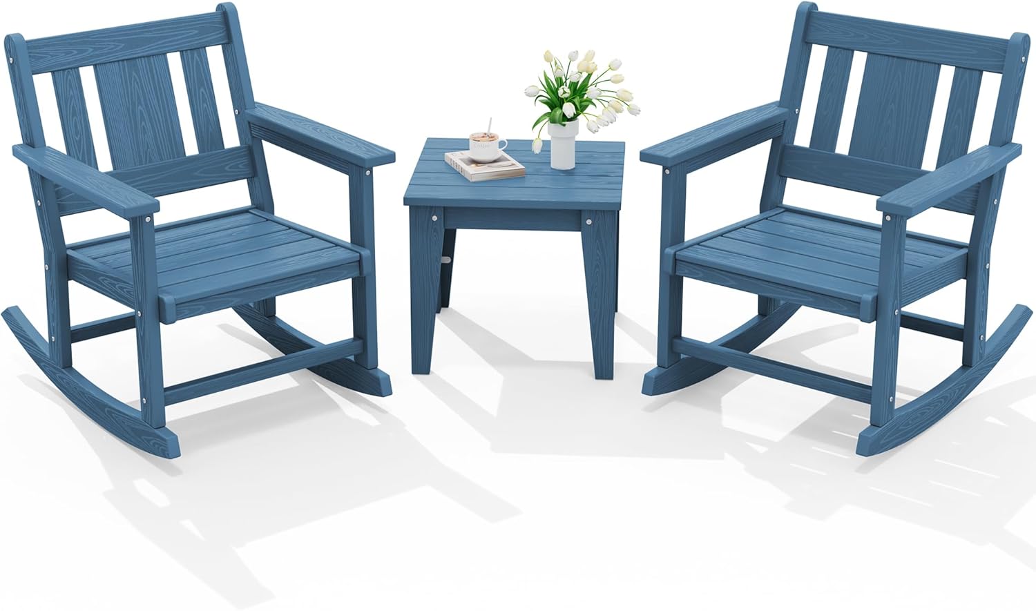 SERWALL 3 Piece Patio Rocking Bistro Set for Outdoor Relaxation