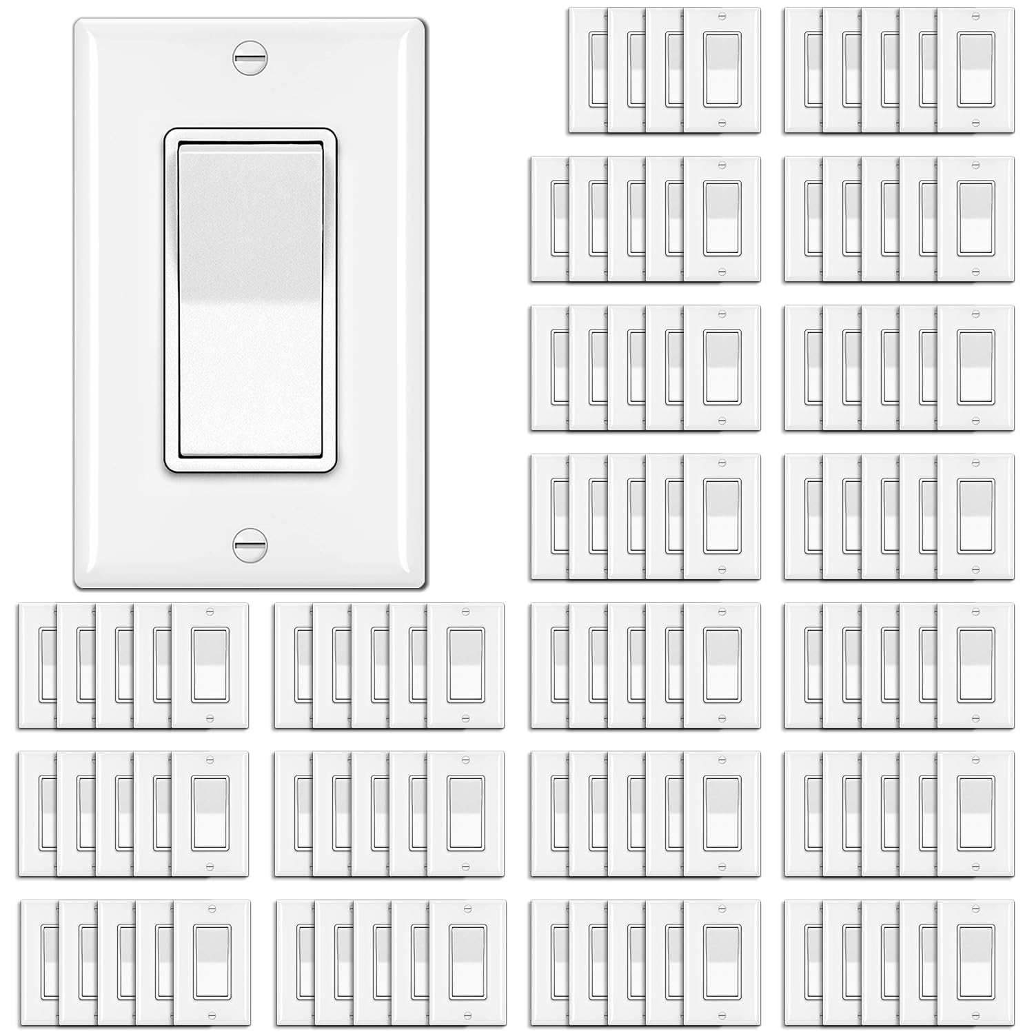 BESTTEN 100 Pack Single Pole Decorator Wall Light Switches