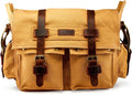 Canvas Leather Laptop Messenger Bag for Men - Vintage Crossbody
