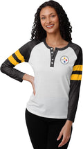 FOCO Women's NFL Team Logo Ladies Long Sleeve Henley - Team Style