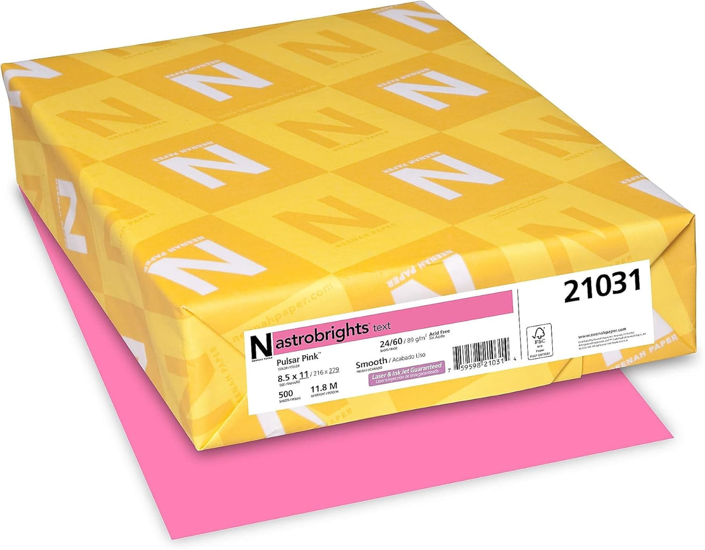 Vibrant Pulsar Pink Color Paper - 24lb, 500 Sheets