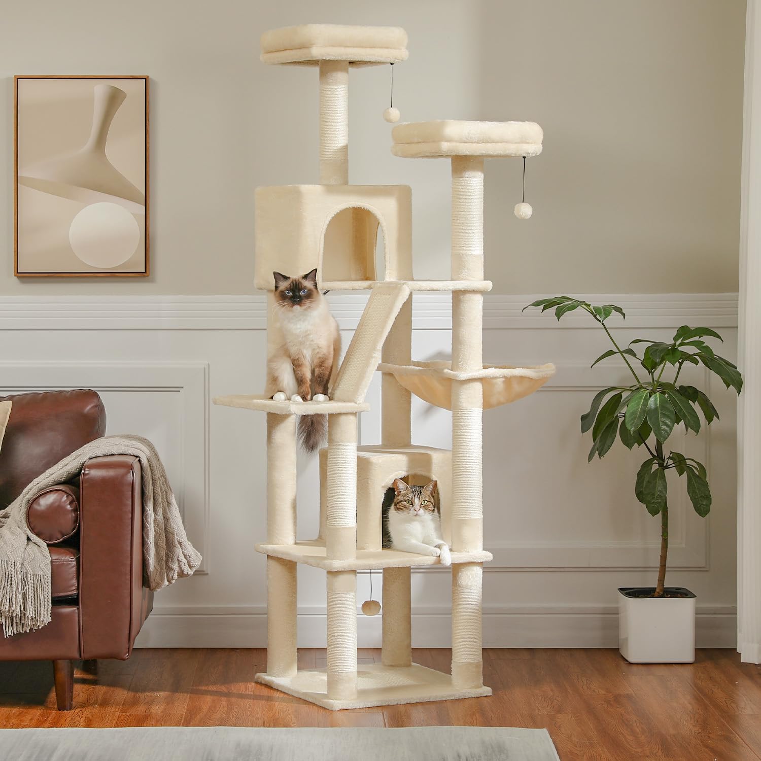 PAWZ Road 70 Inch Cat Tower for Multi-Cat Households