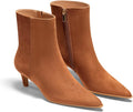Kitten Heel Ankle Boots for Women - Pointed Toe Side Zipper