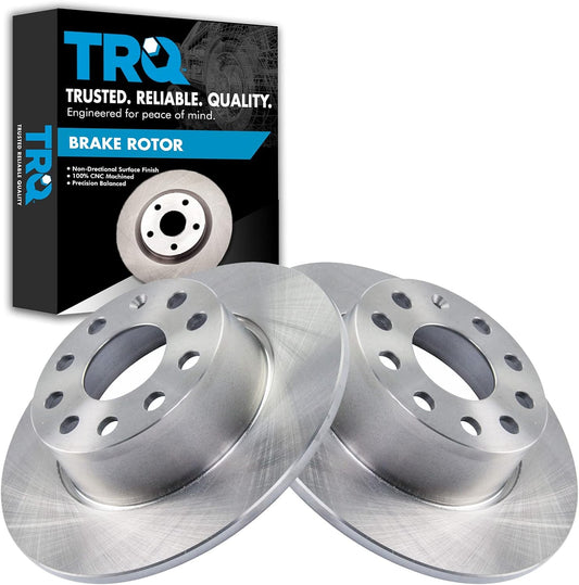 TRQ Rear Brake Rotors Set Solid for 2019-2023 Volkswagen Models